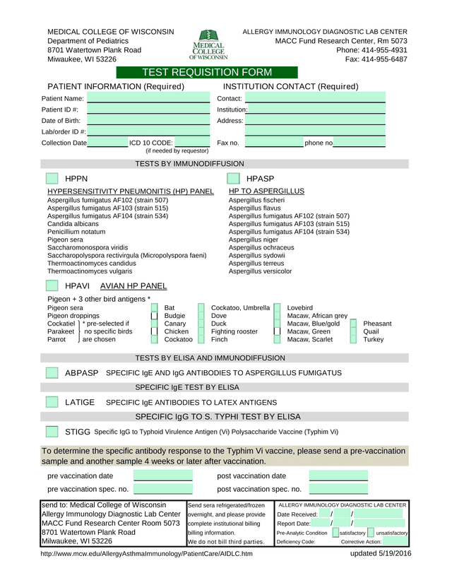 HYPERSENSITIVITY PNEUMONITIS (HP) PANEL screenshot