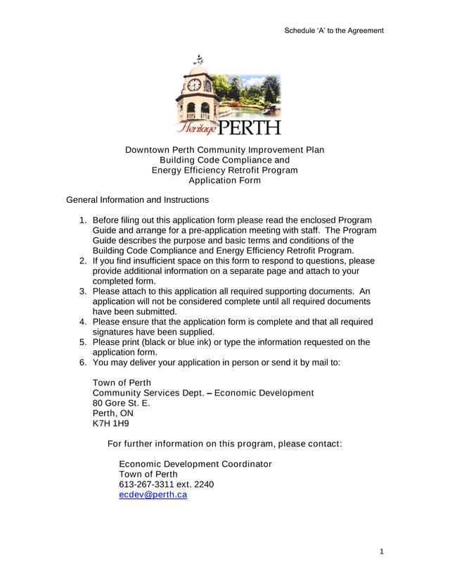 Schedule A To The Agreement   Downtown Perth Community Improvement Plan Building Code Compliance And screenshot