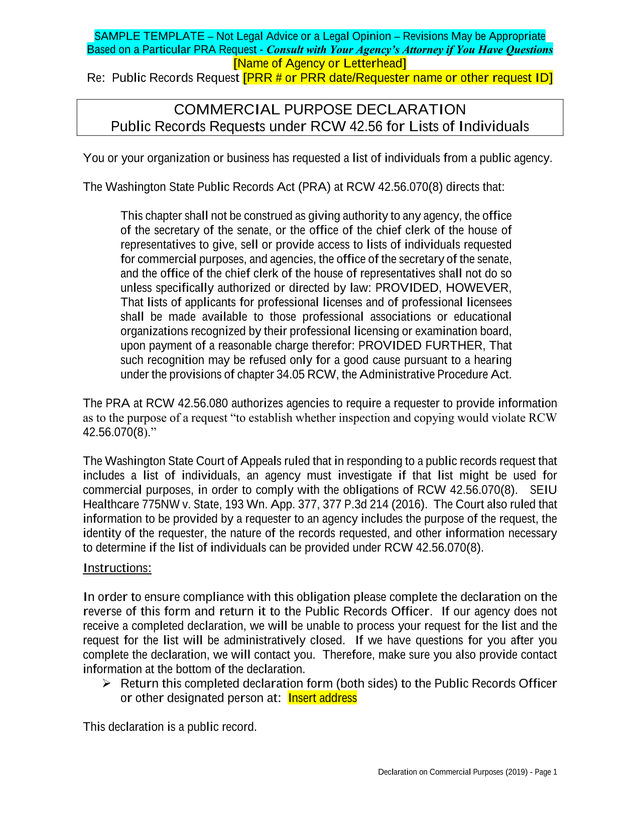 Declaration On Commercial Purposes (2019) screenshot