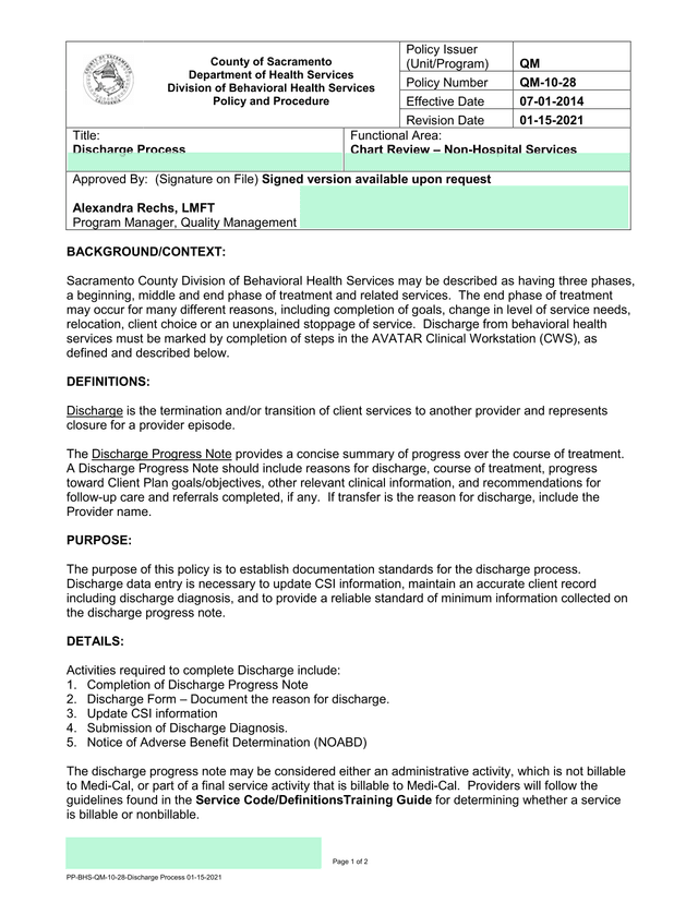 Discharge Process screenshot