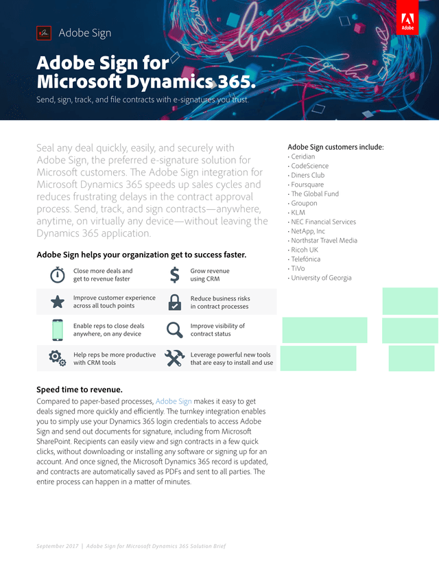 Adobe Sign For Microsoft Dynamics 365 Solution Brief screenshot