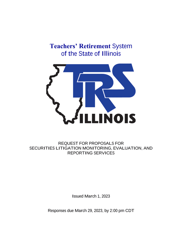 REQUEST FOR PROPOSALS FOR SECURITIES LITIGATION MONITORING, EVALUATION, AND REPORTING SERVICES screenshot