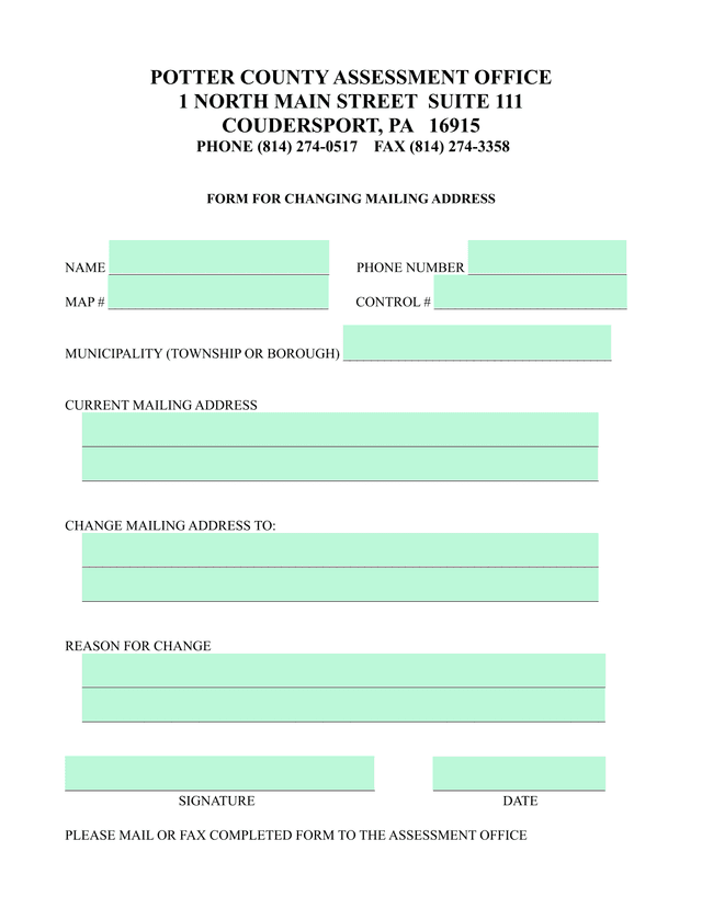 Form For Changing Mailing Address screenshot