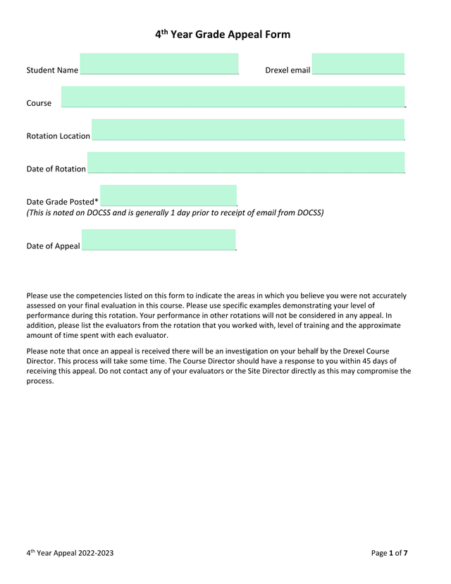 4th Year Appeal 2022 2023 screenshot