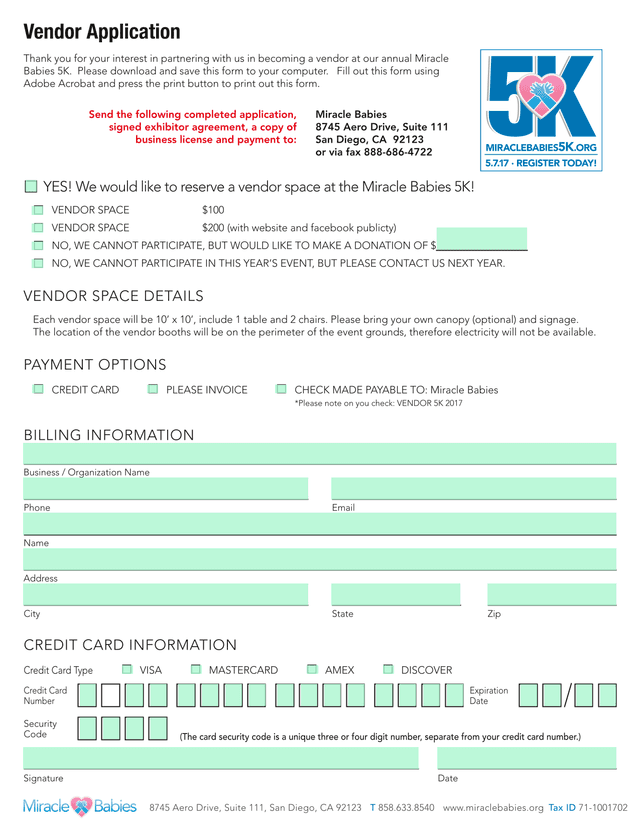 Vendor Application screenshot