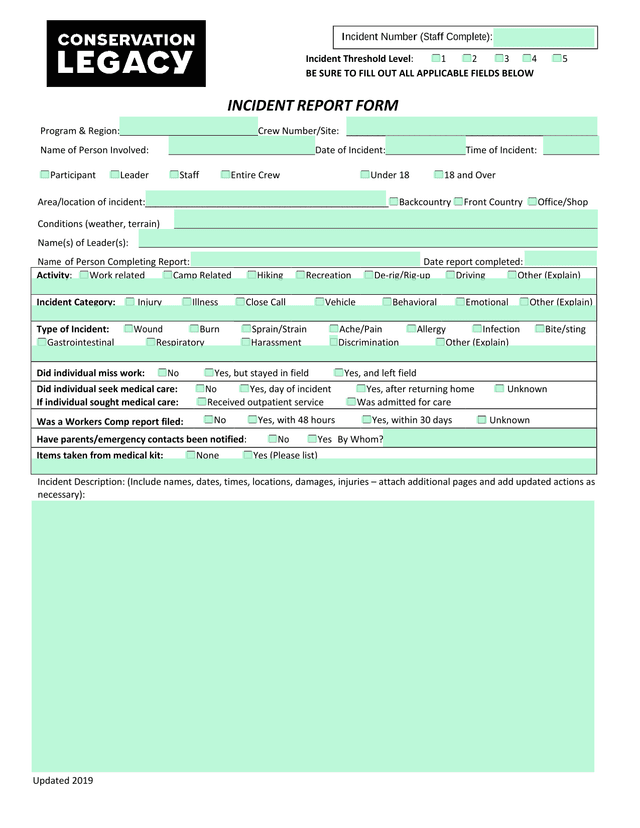 Incident Report Form screenshot