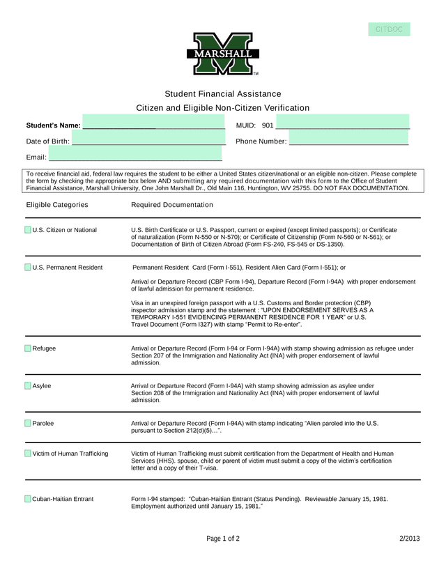 Citizen And Eligible Non Citizen Verification screenshot