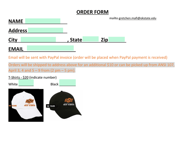 ORDER FORM screenshot