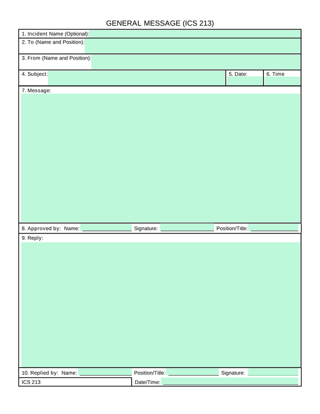 ICS 213 General Message screenshot