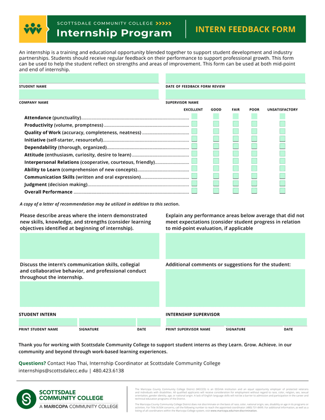 INTERN FEEDBACK FORM screenshot