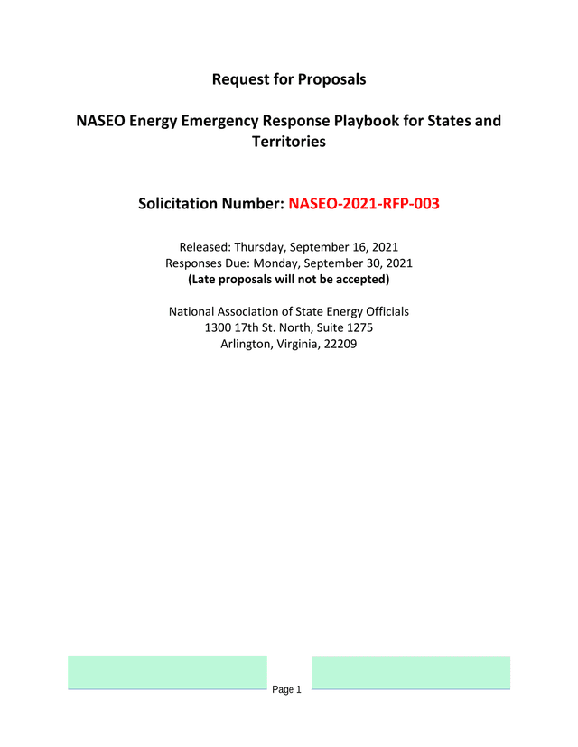 Request For Proposals NASEO Energy Emergency Response Playbook For States And Territories screenshot