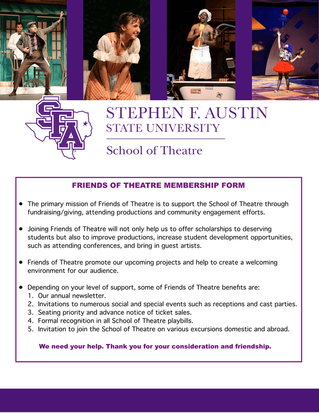FRIENDS OF THEATRE MEMBERSHIP FORM screenshot