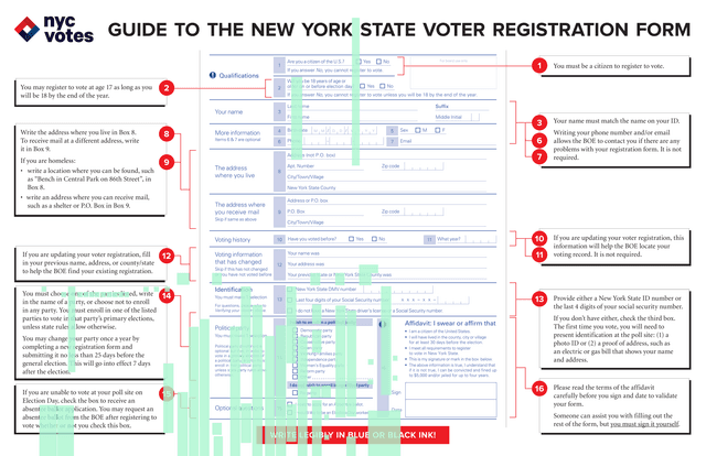 New York State Voter Registration Form screenshot