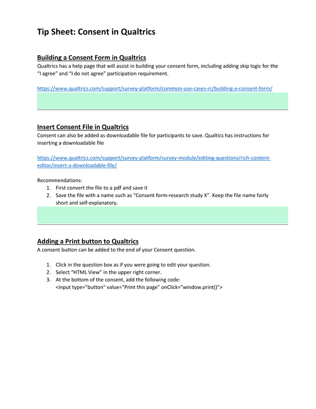 Tip Sheet Consent In Qualtrics screenshot