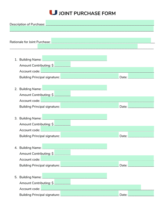 JOINT PURCHASE FORM screenshot