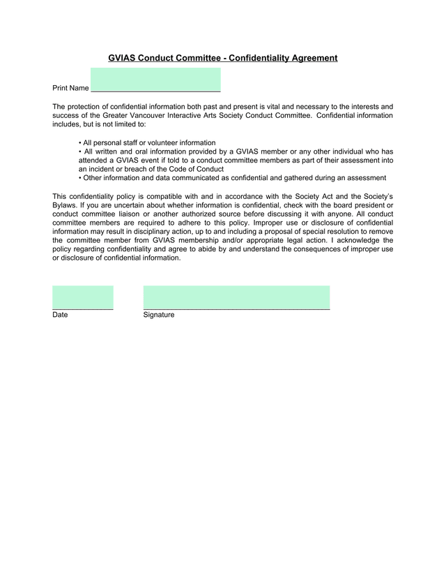 GVIAS Conduct Committee   Confidentiality Agreement screenshot