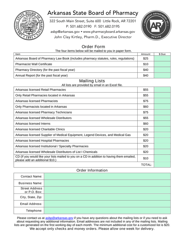 Order Form screenshot