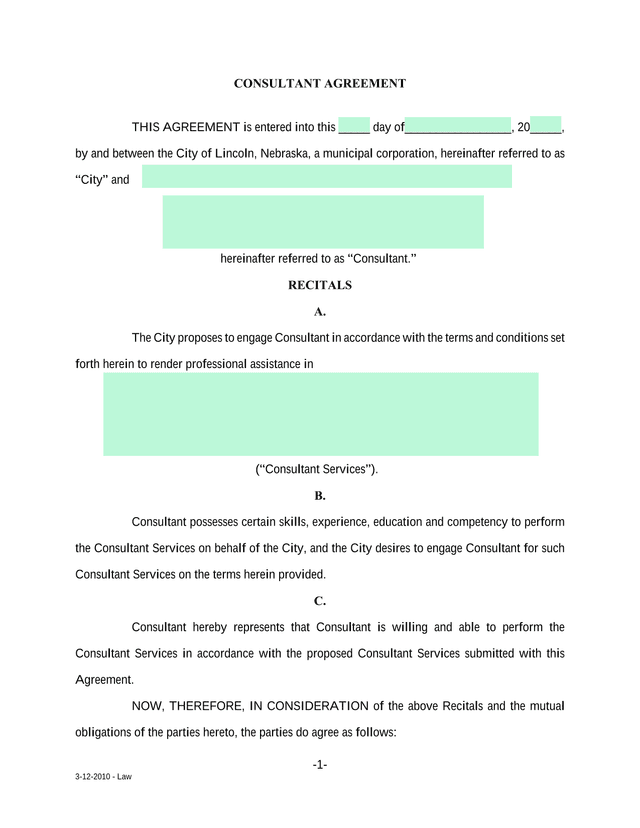 Consultant Agreement screenshot