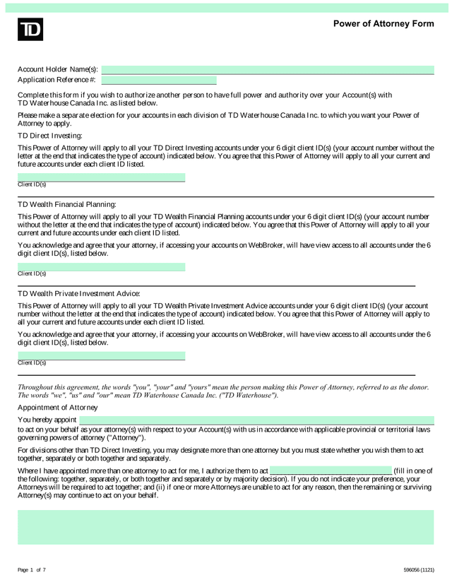 Power Of Attorney Form screenshot