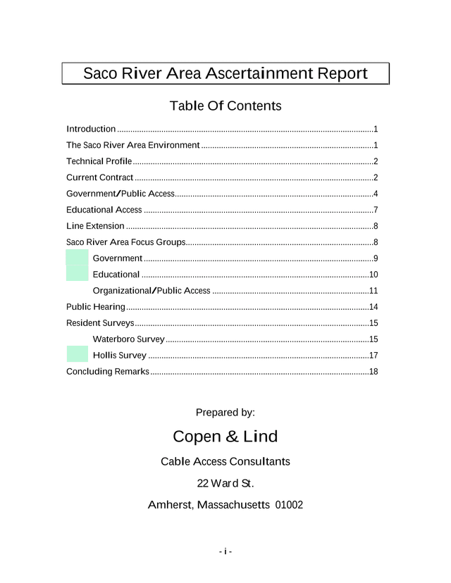 Saco River Area Ascertainment Report screenshot