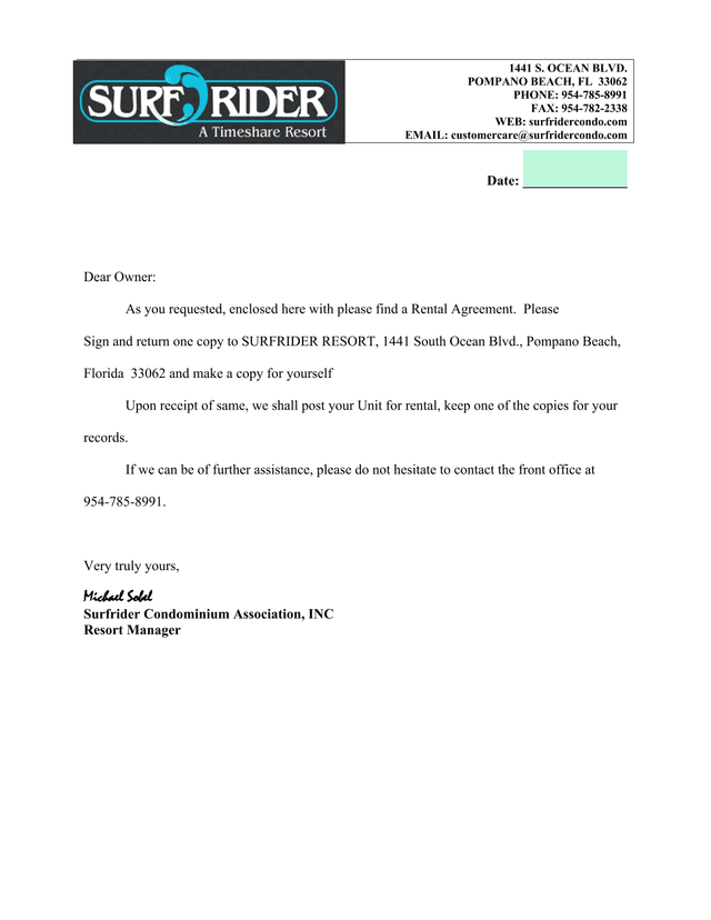 Rental Agreement screenshot
