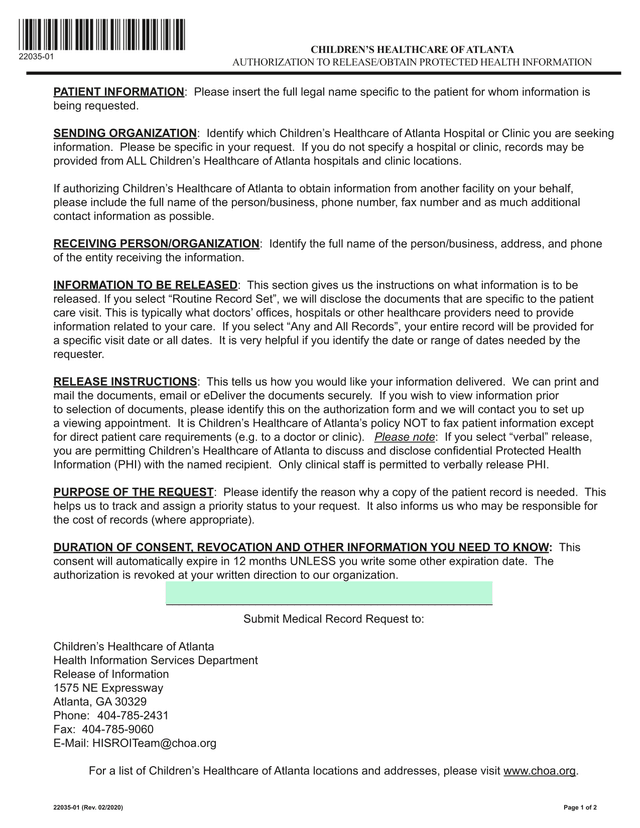 AUTHORIZATION TO RELEASEOBTAIN PROTECTED HEALTH INFORMATION screenshot