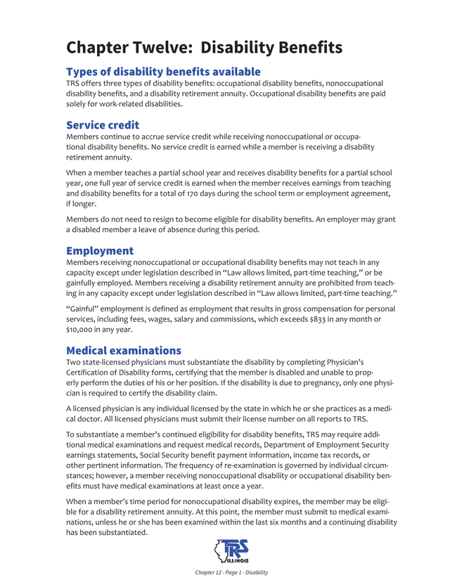 Chapter Twelve Disability Benefits screenshot
