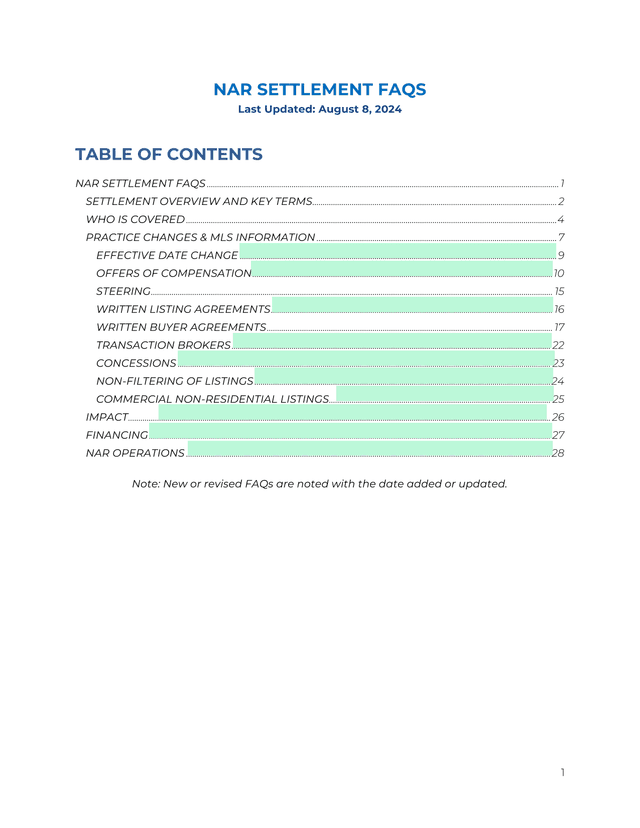 NAR Settlement FAQs screenshot