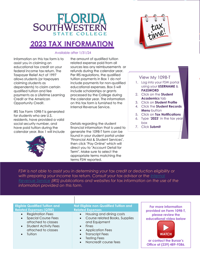 IRS Tax Form 1098 T Explanation screenshot