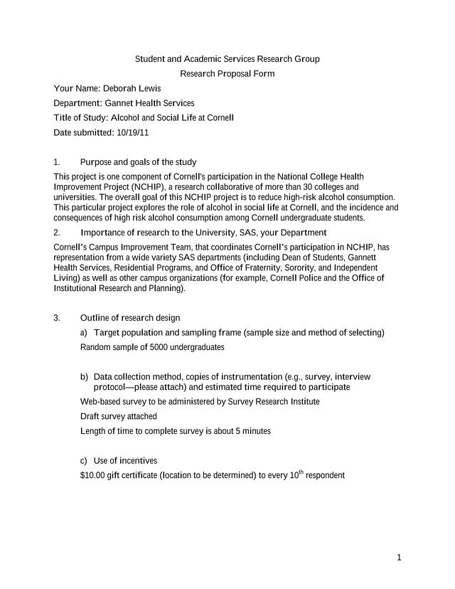 Research Proposal Form screenshot