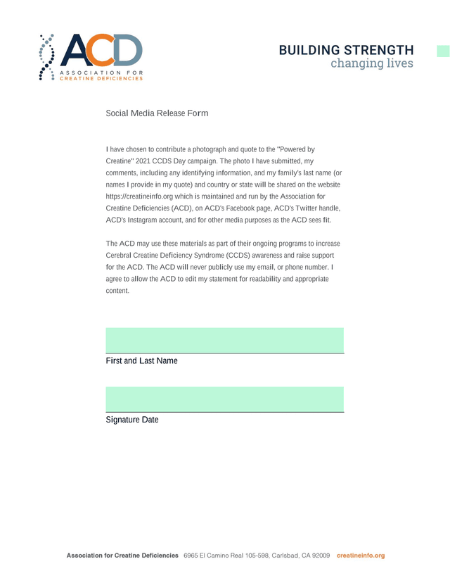 Social Media Release Form screenshot