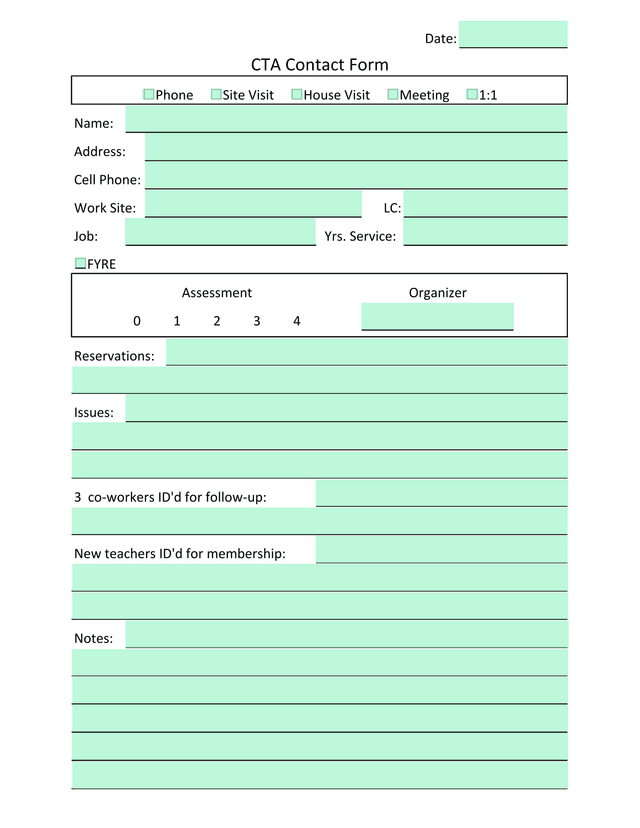 CTA Contact Form screenshot