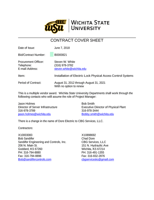 Contract Cover Sheet screenshot