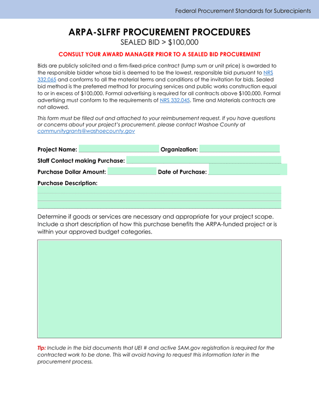 Federal Procurement Standards For Subrecipients screenshot