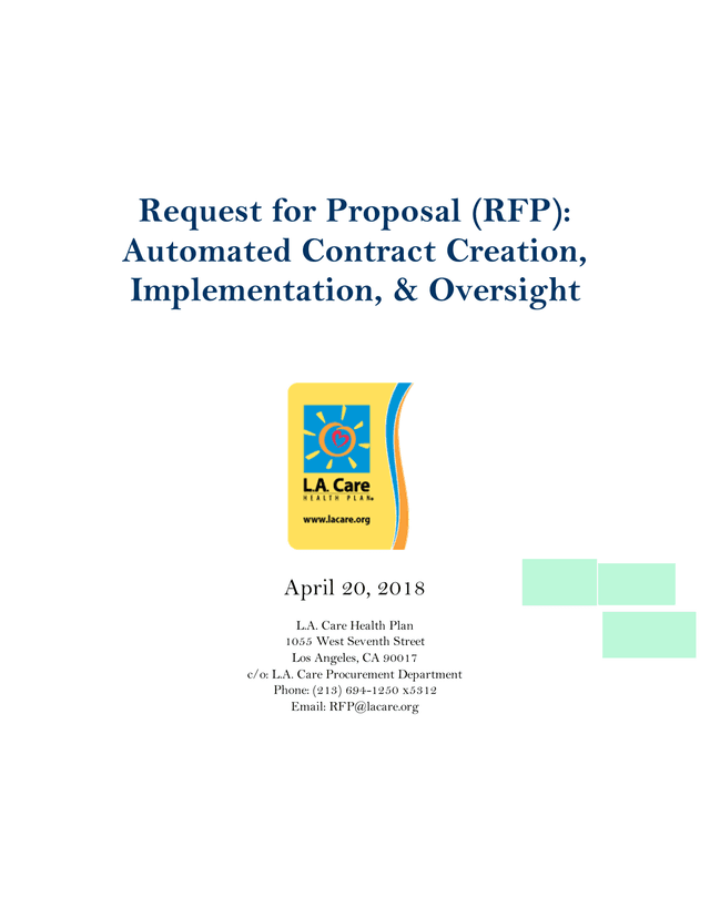 Request For Proposal (RFP) Automated Contract Creation, Implementation,  Oversight screenshot