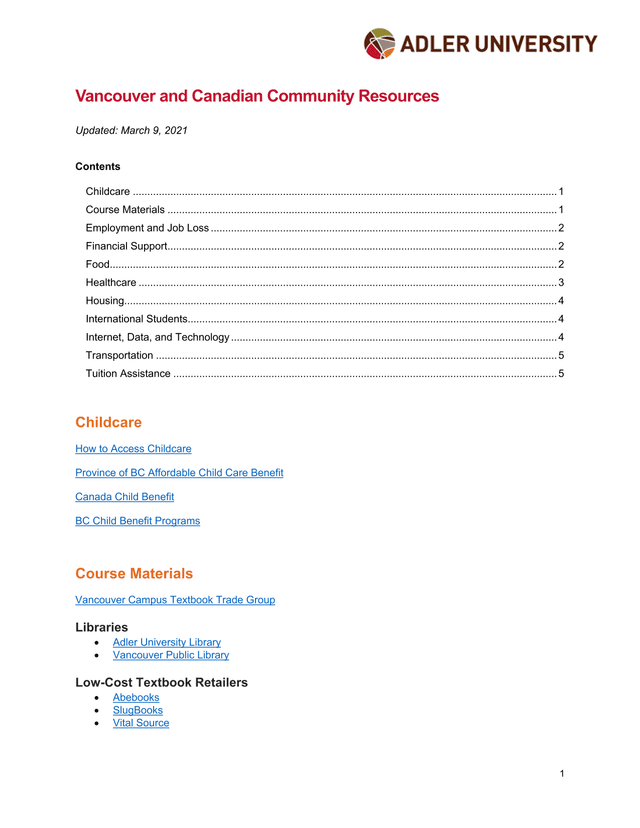 Vancouver And Canadian Community Resources screenshot