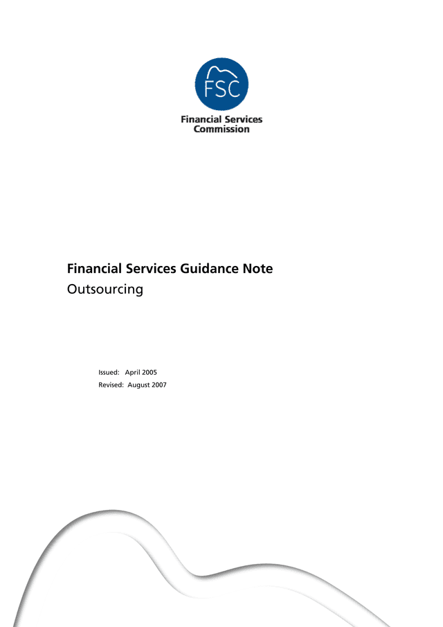 Financial Services Guidance Note Outsourcing screenshot