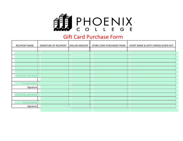 Gift Card Purchase Form screenshot