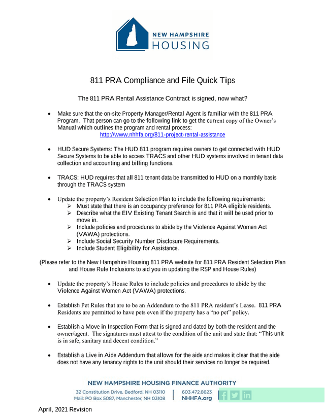 811 PRA Compliance And File Quick Tips screenshot