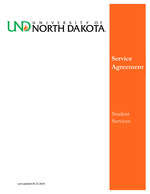 Student Services Service Agreement screenshot