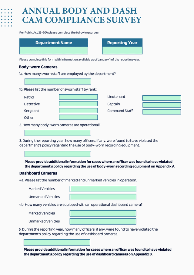 Annual Body And Dash Cam Compliance Survey screenshot