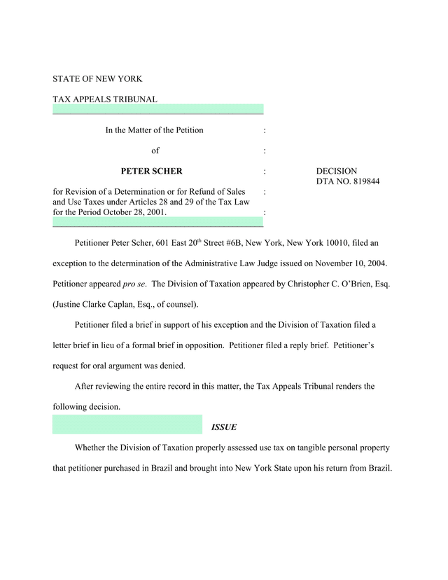 Tax Appeals Tribunal Decision screenshot