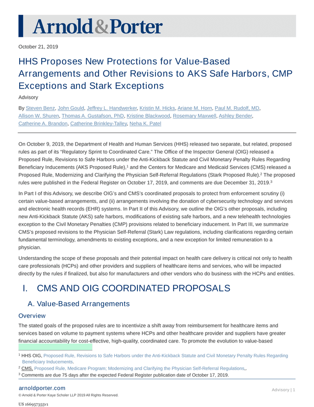 HHS Proposes New Protections For Value Based Arrangements And Other Revisions To AKS Safe Harbors, C screenshot