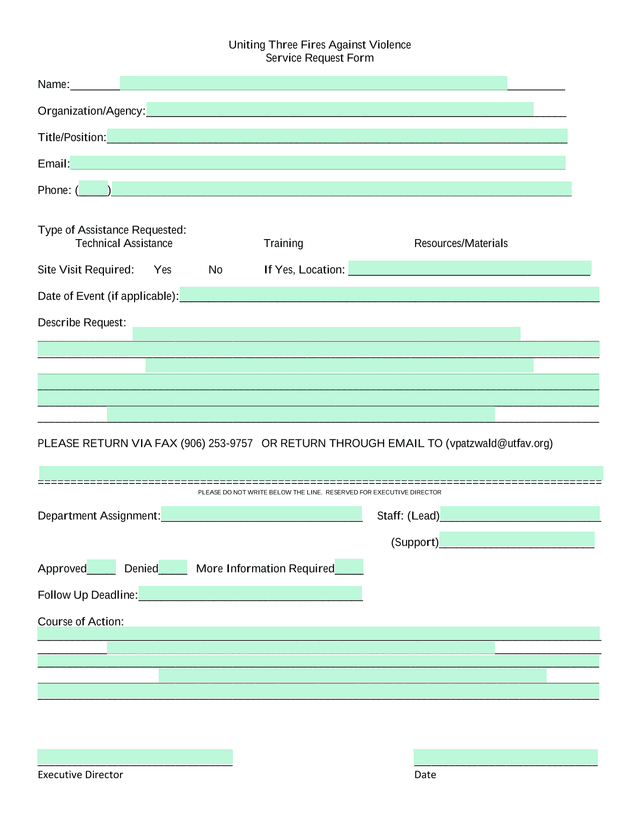 Uniting Three Fires Against Violence Service Request Form screenshot