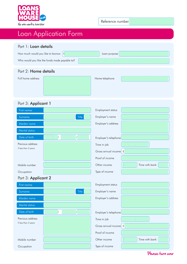 Loan Application Form screenshot