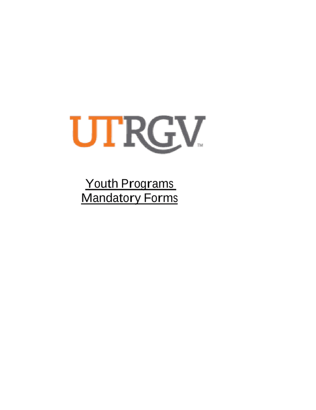 Youth Programs Mandatory Forms screenshot