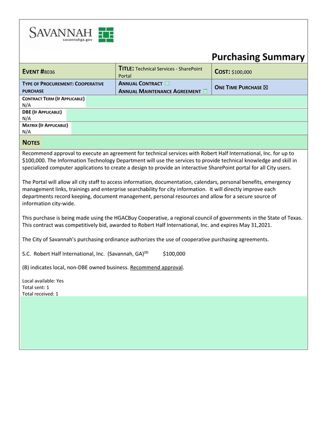 Purchasing Summary   EVENT 8036 screenshot