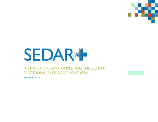 SEDAR Electronic Filer Agreement (EFA) Instructions screenshot