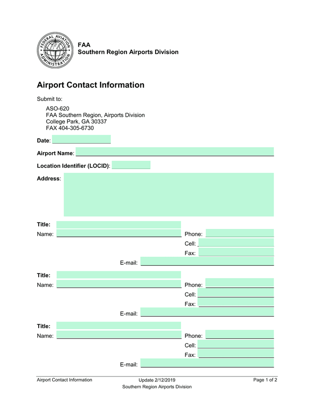 Airport Contact Information screenshot