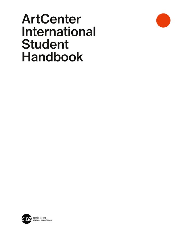 ArtCenter International Student Handbook screenshot